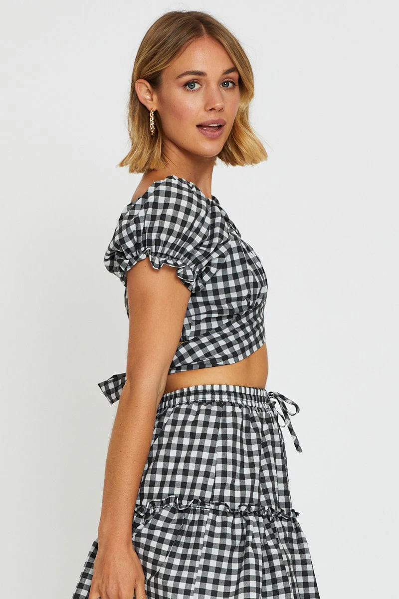 Check Crop Top Tie Up - Image 4