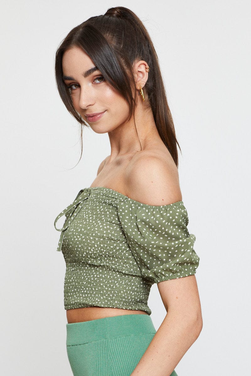 Geo Print Crop Top Three-Quarter - Image 4
