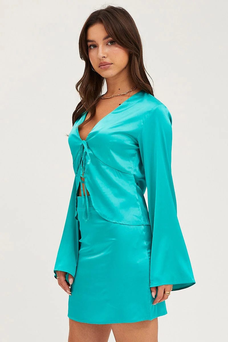 Green Satin Jacket Long Sleeve - Image 4