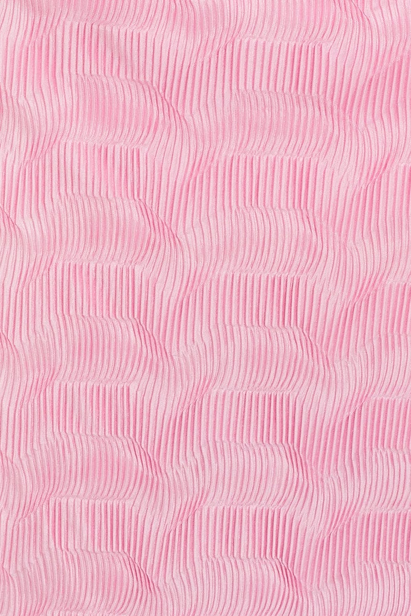 Pink Long Sleeve Plisse Shirt - Image 6