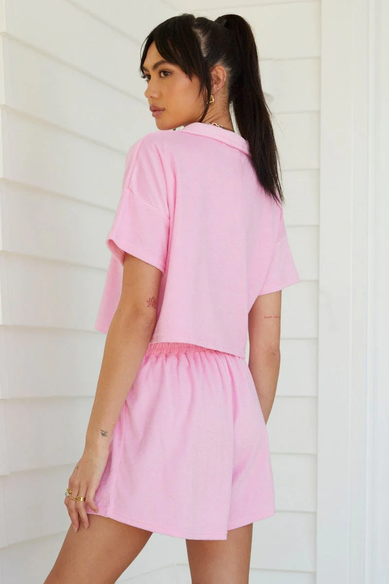 Pink Track Shorts Terry - Image 7