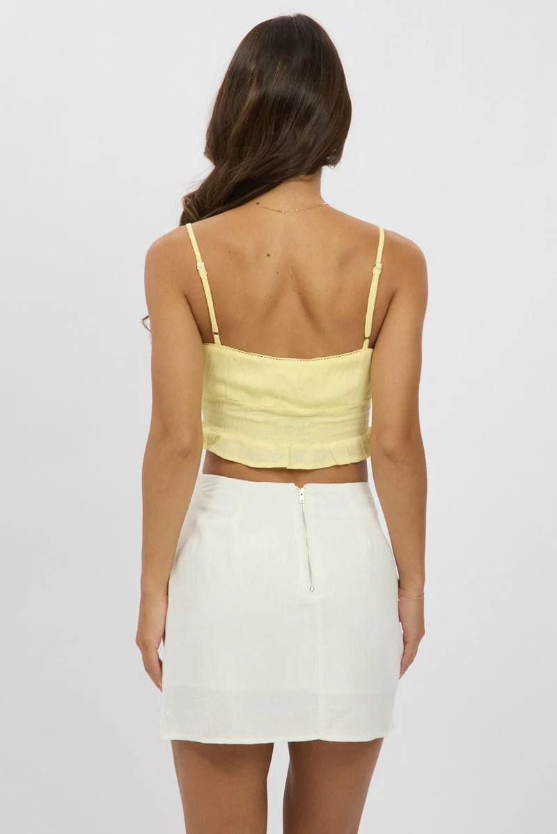 Yellow Crop Cami Top Shirred Waist - Image 5